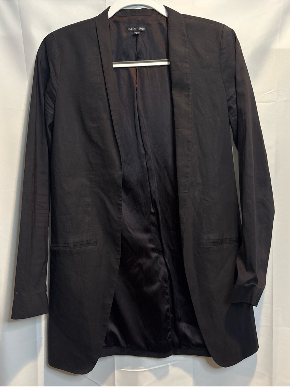 Eileen Fisher Black Open-Front Shirt Jacket